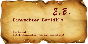 Einvachter Barlám névjegykártya